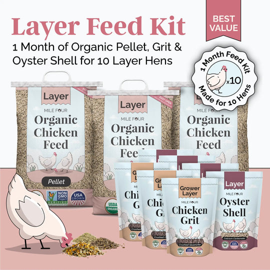 Layer Feed Kit | 1 Month of Organic Feed, Grit & Oyster Shell for 10 Layers