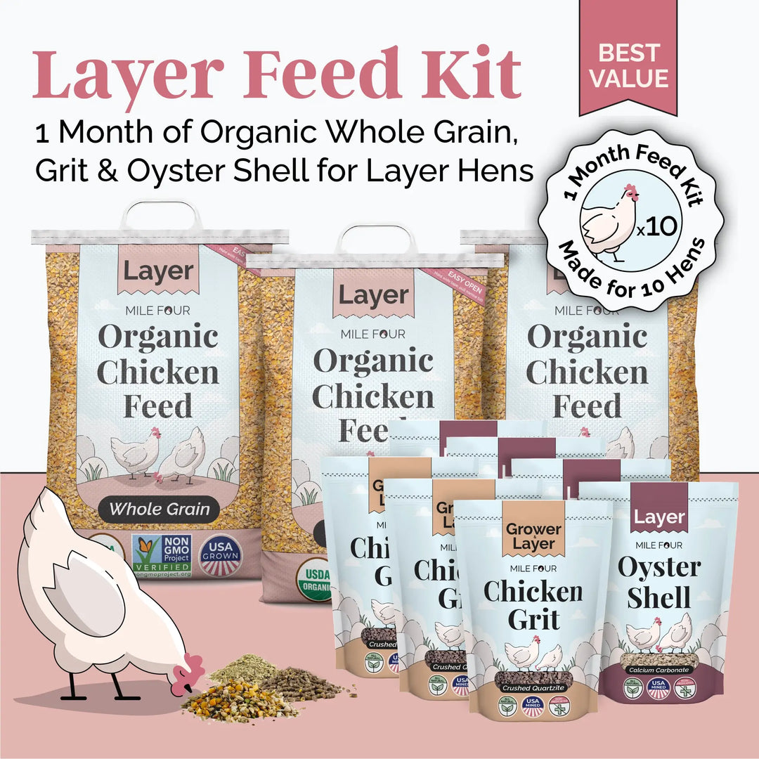 Layer Feed Kit | 1 Month of Organic Feed, Grit & Oyster Shell for 10 Layers