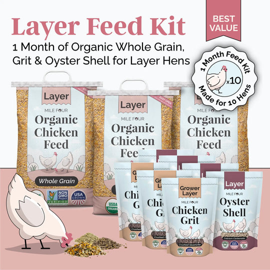 Layer Feed Kit | 1 Month of Organic Feed, Grit & Oyster Shell for 10 Layers
